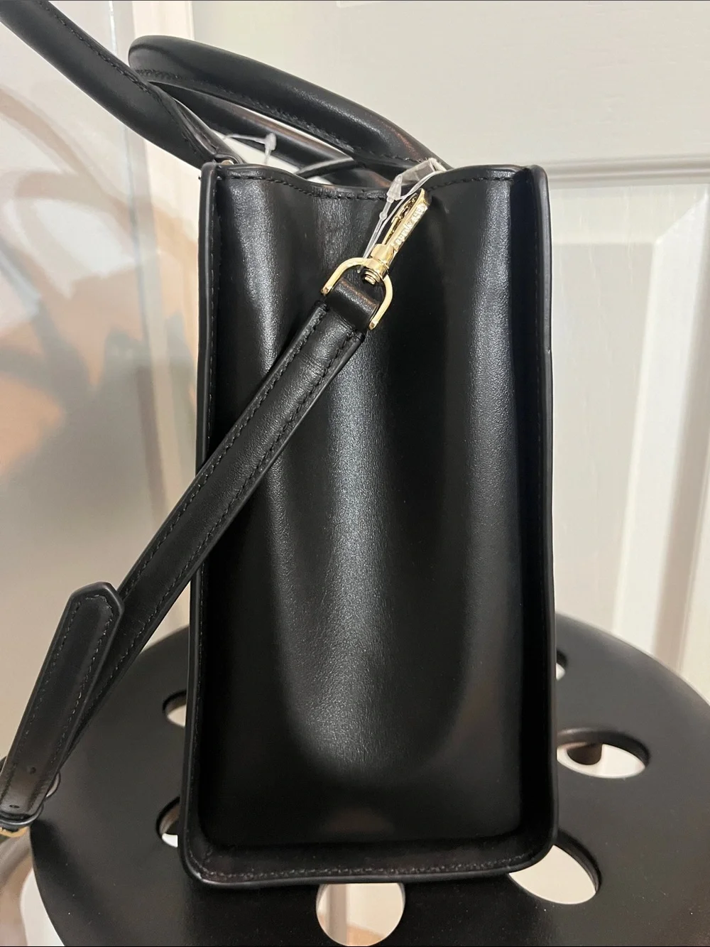 NWT kate spade Black Smooth Leather Structured  Satchel w/Top Handle &Crossbody